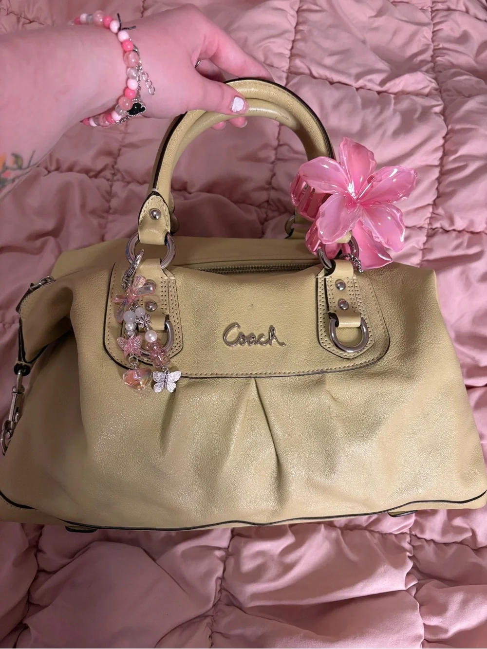 Coach Ashely Vintage Handbag in Light Yellow